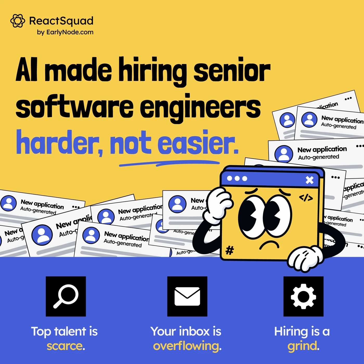ReactSquad · Illustrated hiring ad