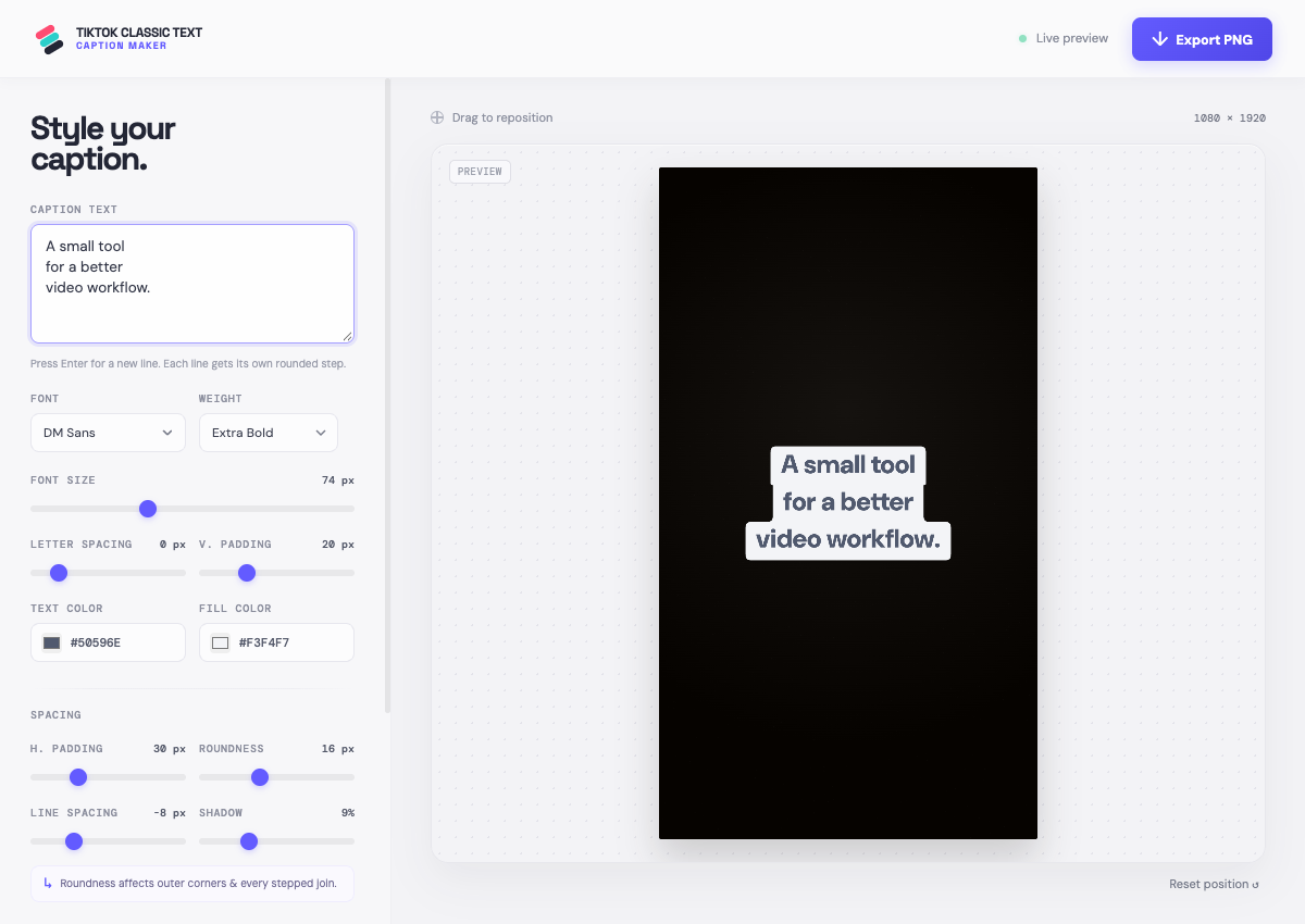 Actual TikTok Text Maker interface