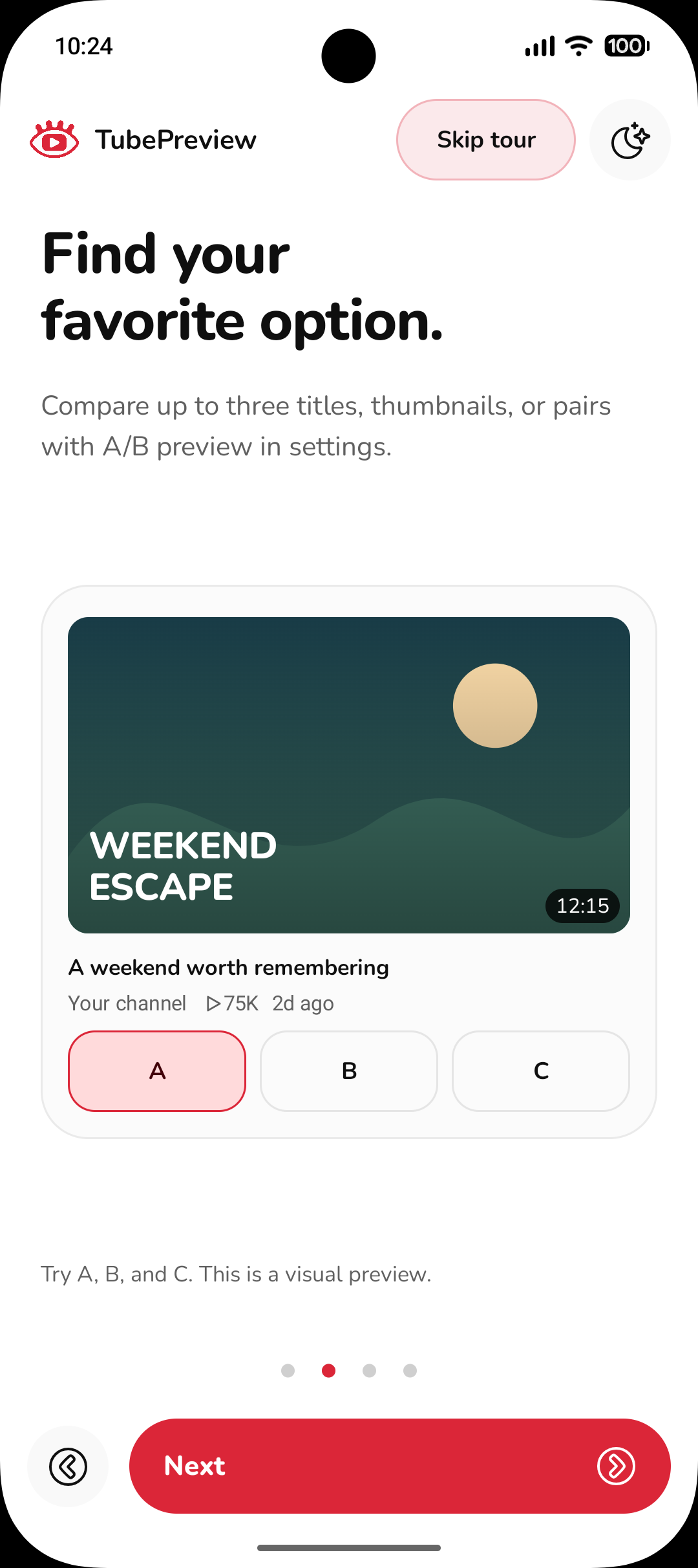 TubePreview compare options